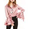 Chemise en satin à manches longues avec volants stratifiés - Rose clair S