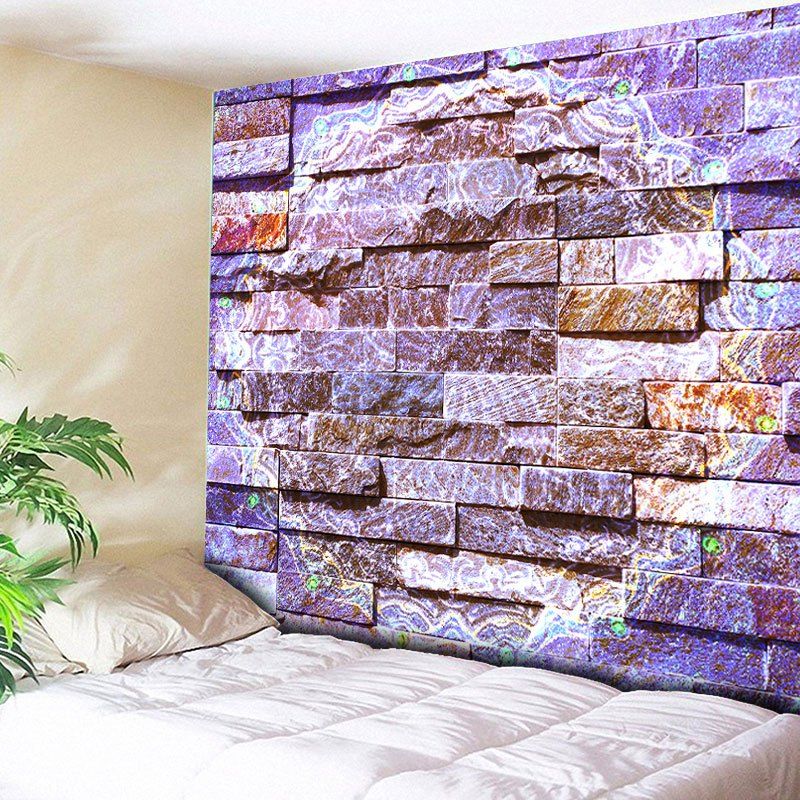 

Novelty Brick Wall Printed Bedroom Tapestry, Purple