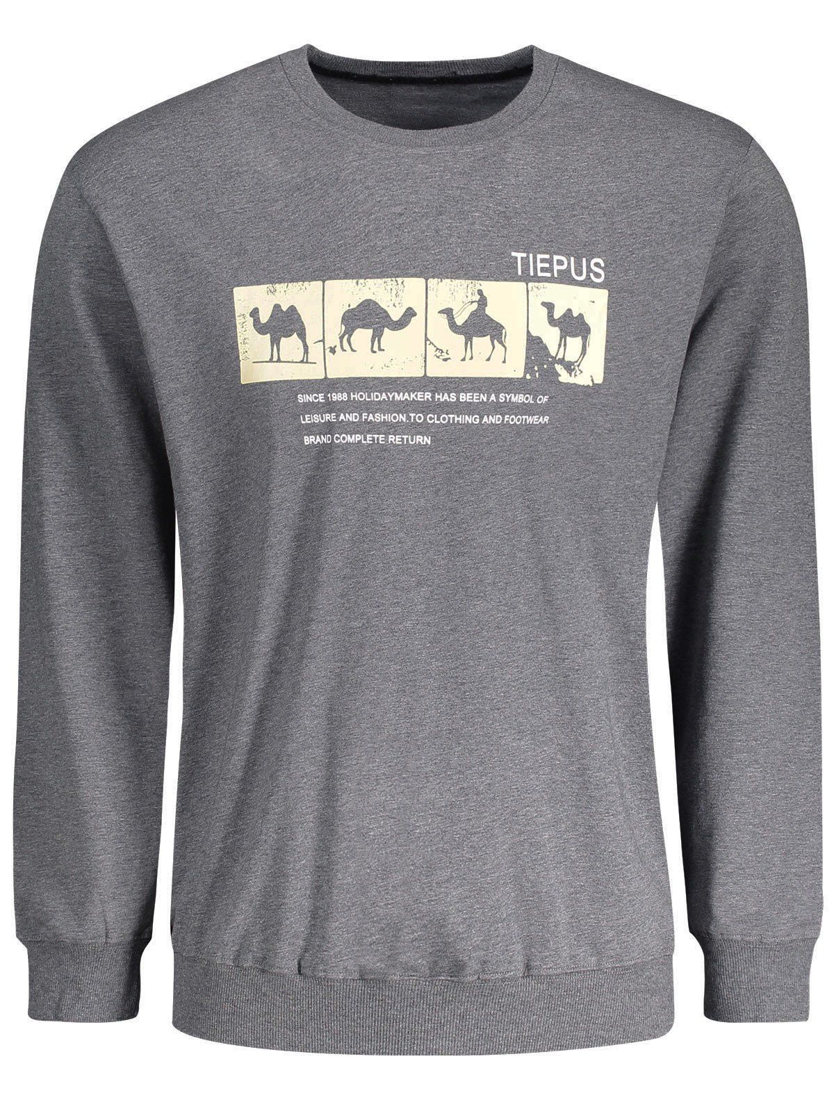 

Crew Neck Camel Graphic Mens Sweatshirt, Deep gray