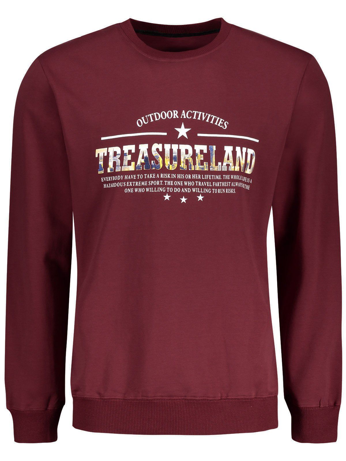 

Crew Neck Treasureland Graphic Mens Sweatshirt, Dark red