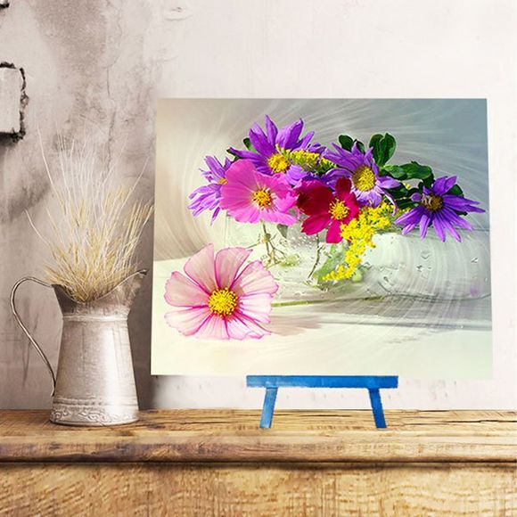Fleurs florissantes Bricolage Resin Diamond Paperboard Painting - multicolore 