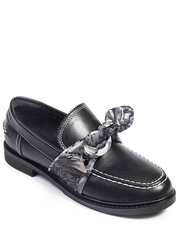 Chaussures plates en couture en cuir PU - Noir 37