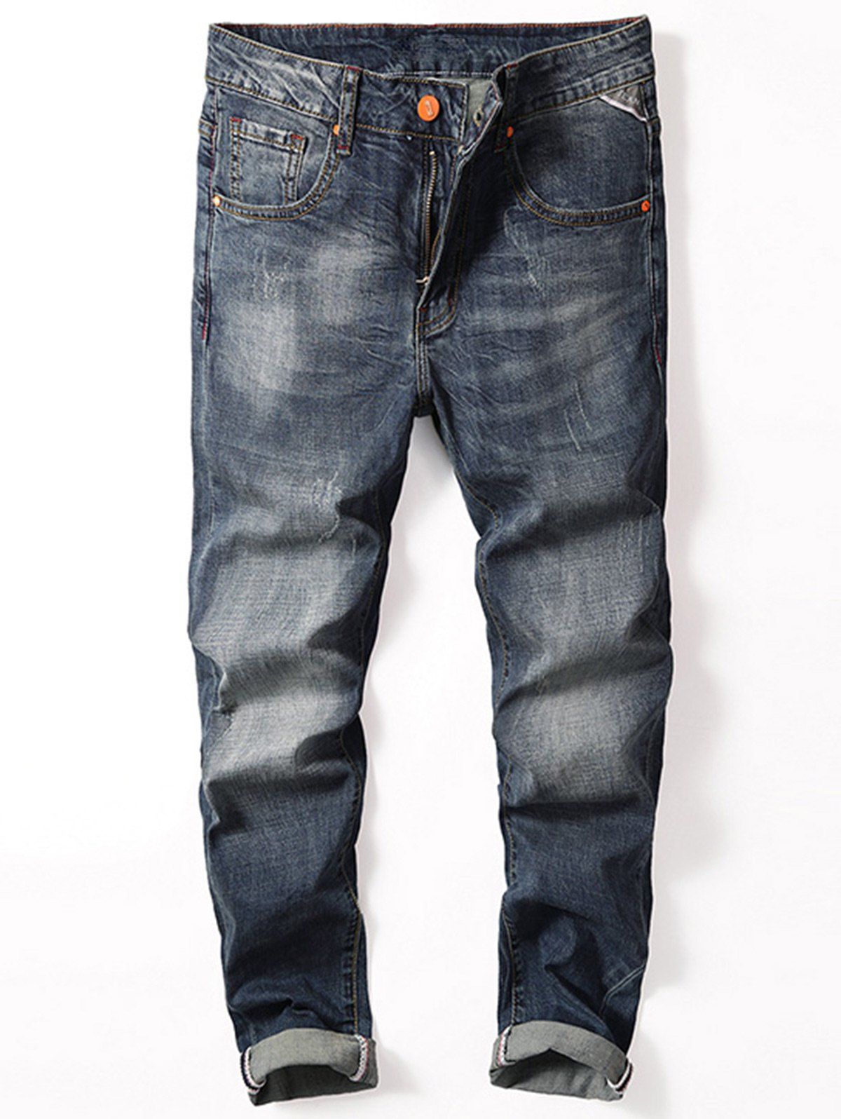 [41% OFF] 2021 Faded Scratch Slim Fit Jeans In BLUE | DressLily