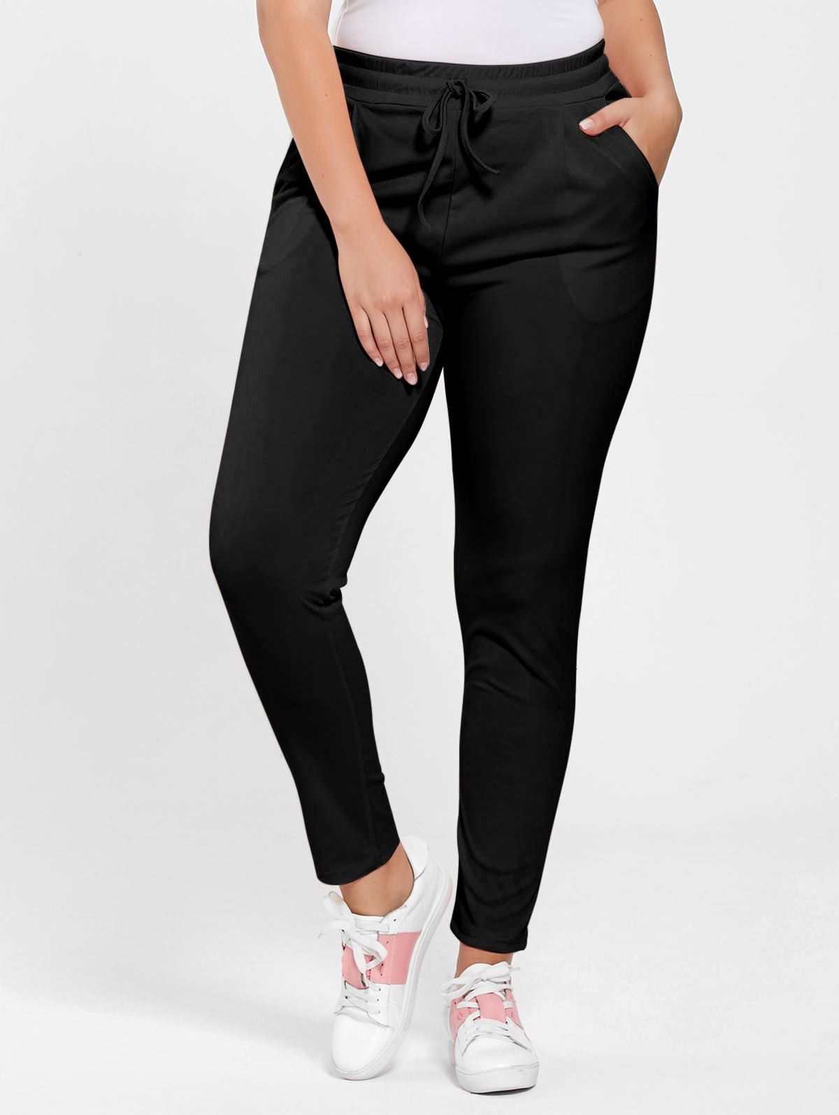

Plus Size Drawstring Waist Pants, Black