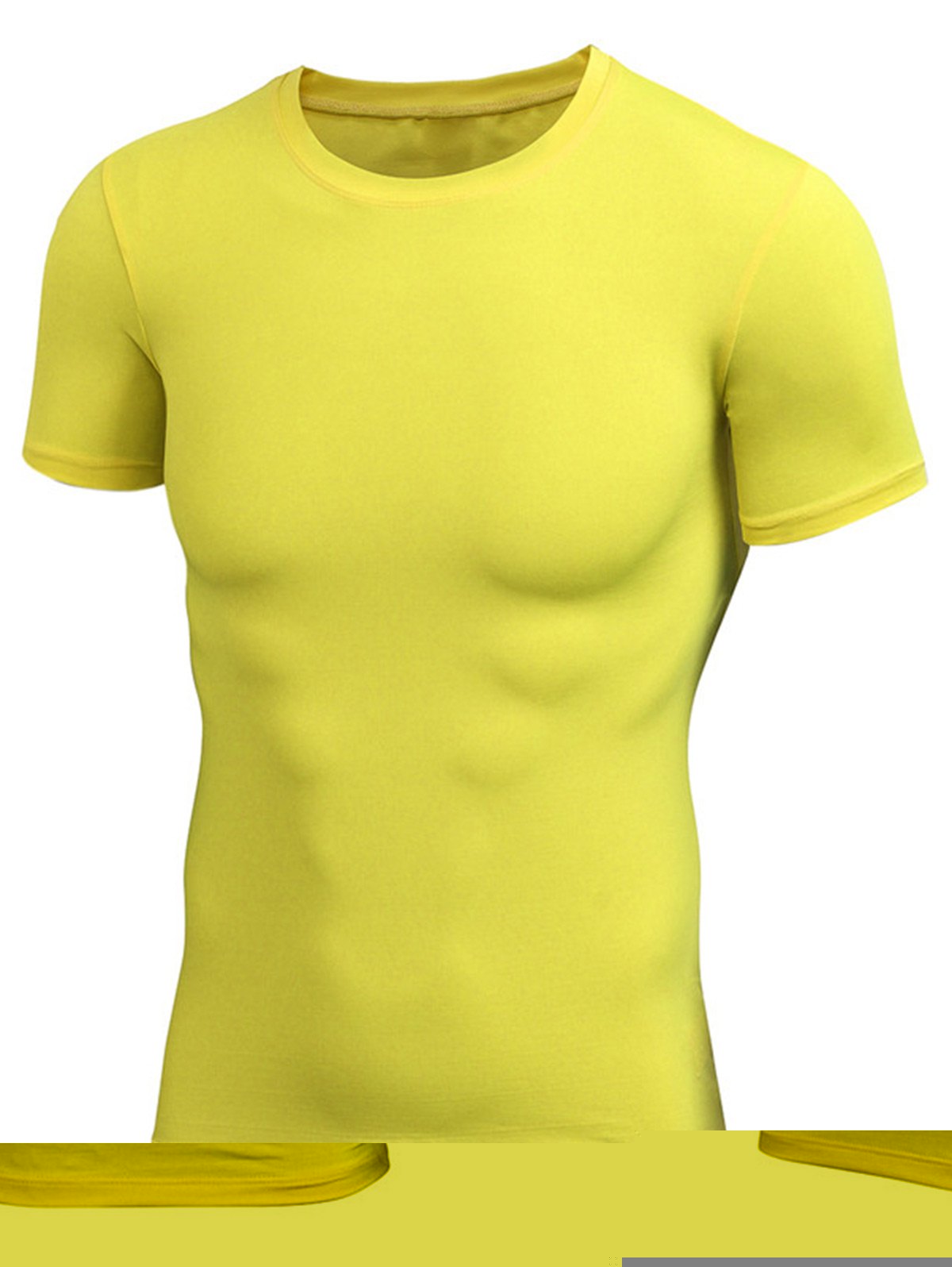 

Stretchy Fitted Short Sleeve Gym T-shirt, Yellow