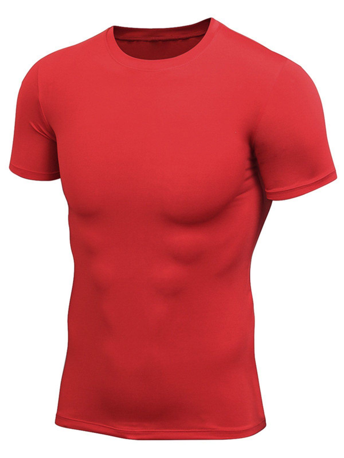

Stretchy Fitted Short Sleeve Gym T-shirt, Red