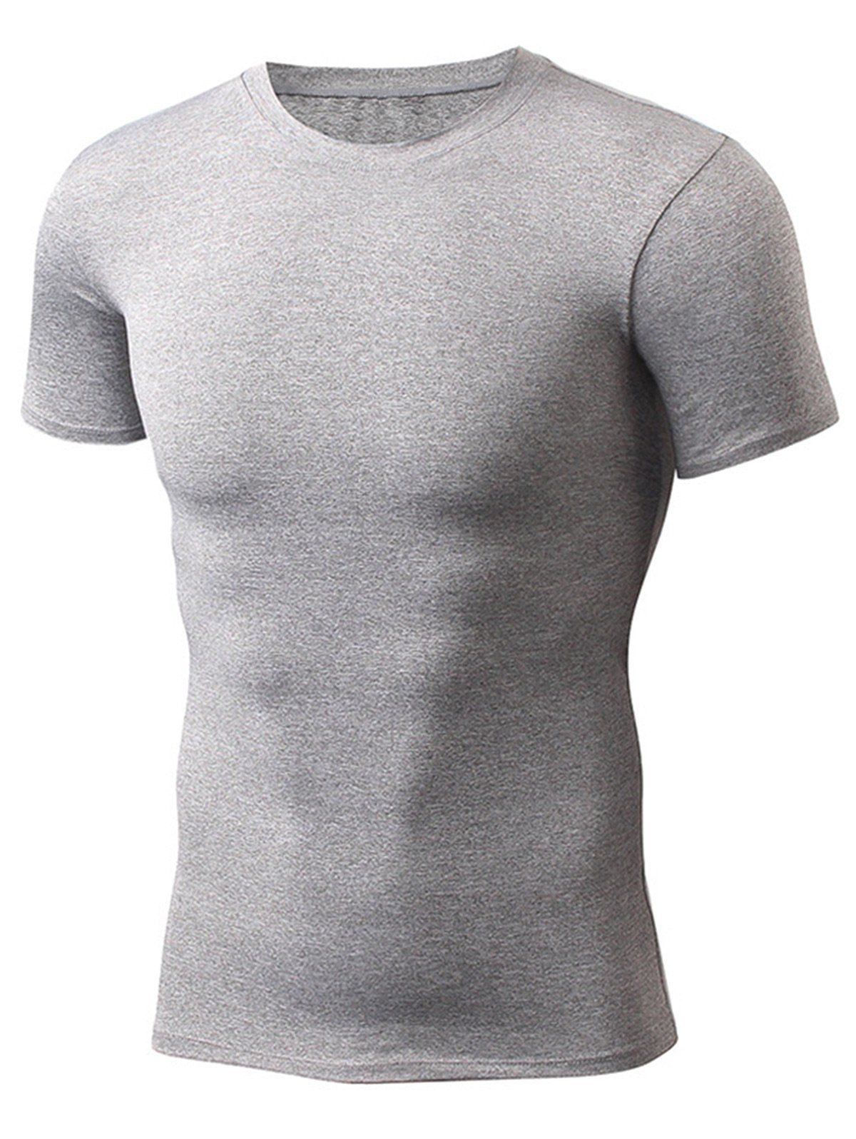 

Stretchy Fitted Short Sleeve Gym T-shirt, Gray