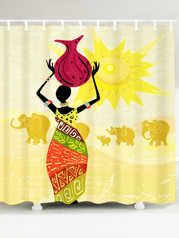 Rideau de douche en étain à motifs africains - coloré W59 INCH * L71 INCH