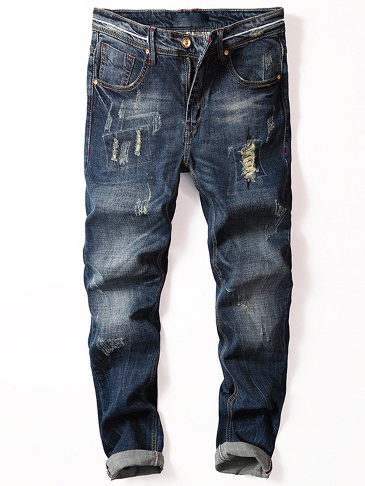 

Straight Distressed Jeans, Blue