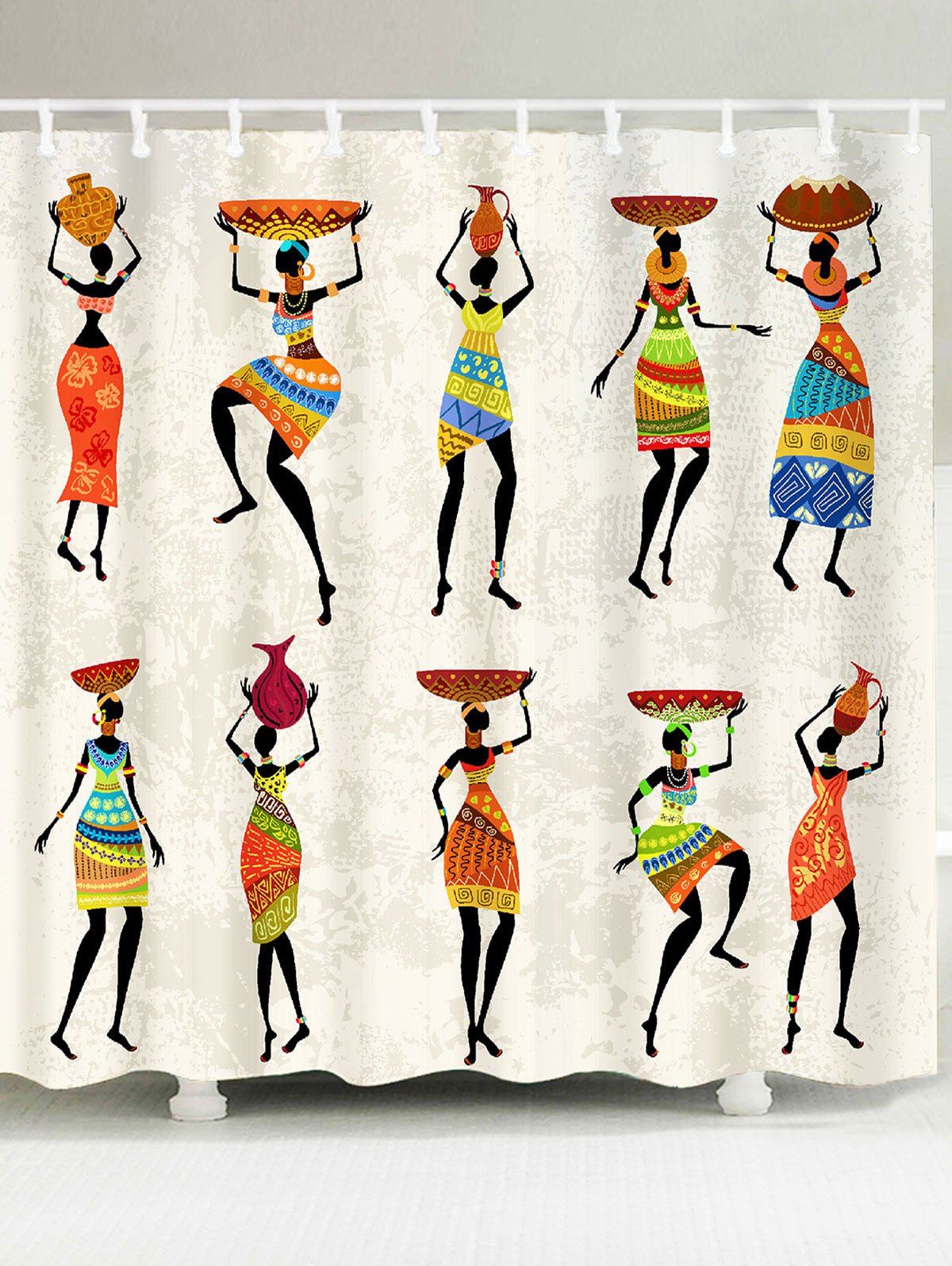 

Waterproof African Tribal Style Lady Pattern Shower Curtain, Colorful