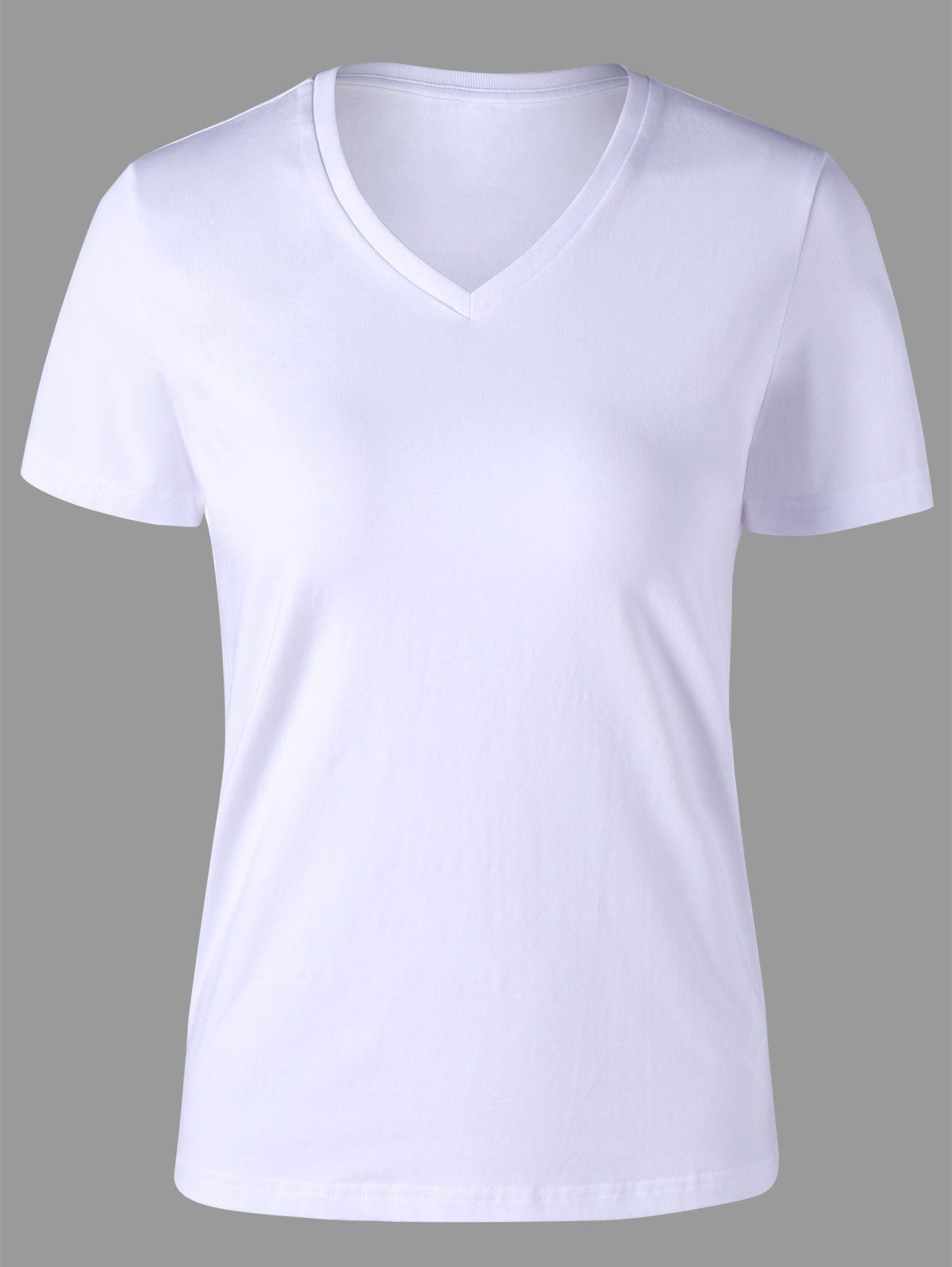 

V Neck Basic T-shirt, White