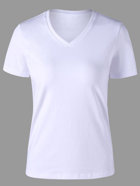 V Neck Basic T-shirt - Blanc M