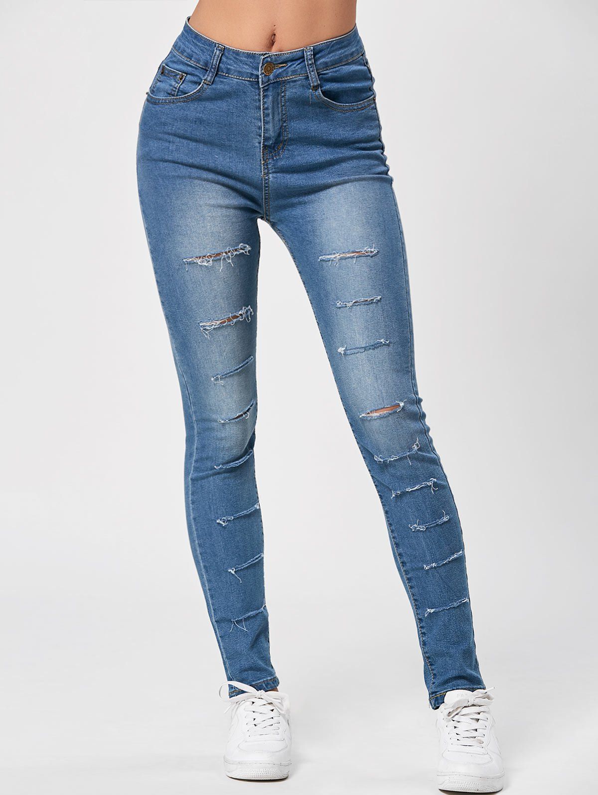 high waisted distressed baggy jeans