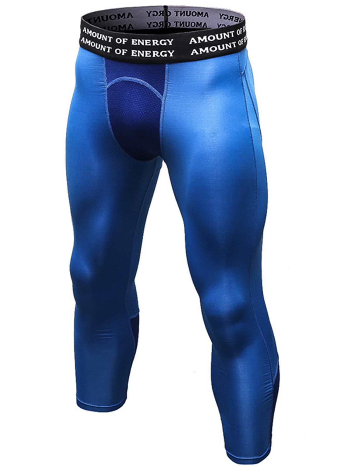

Openwork Panel Stretchy Quick Dry Gym Capri Pants, Blue
