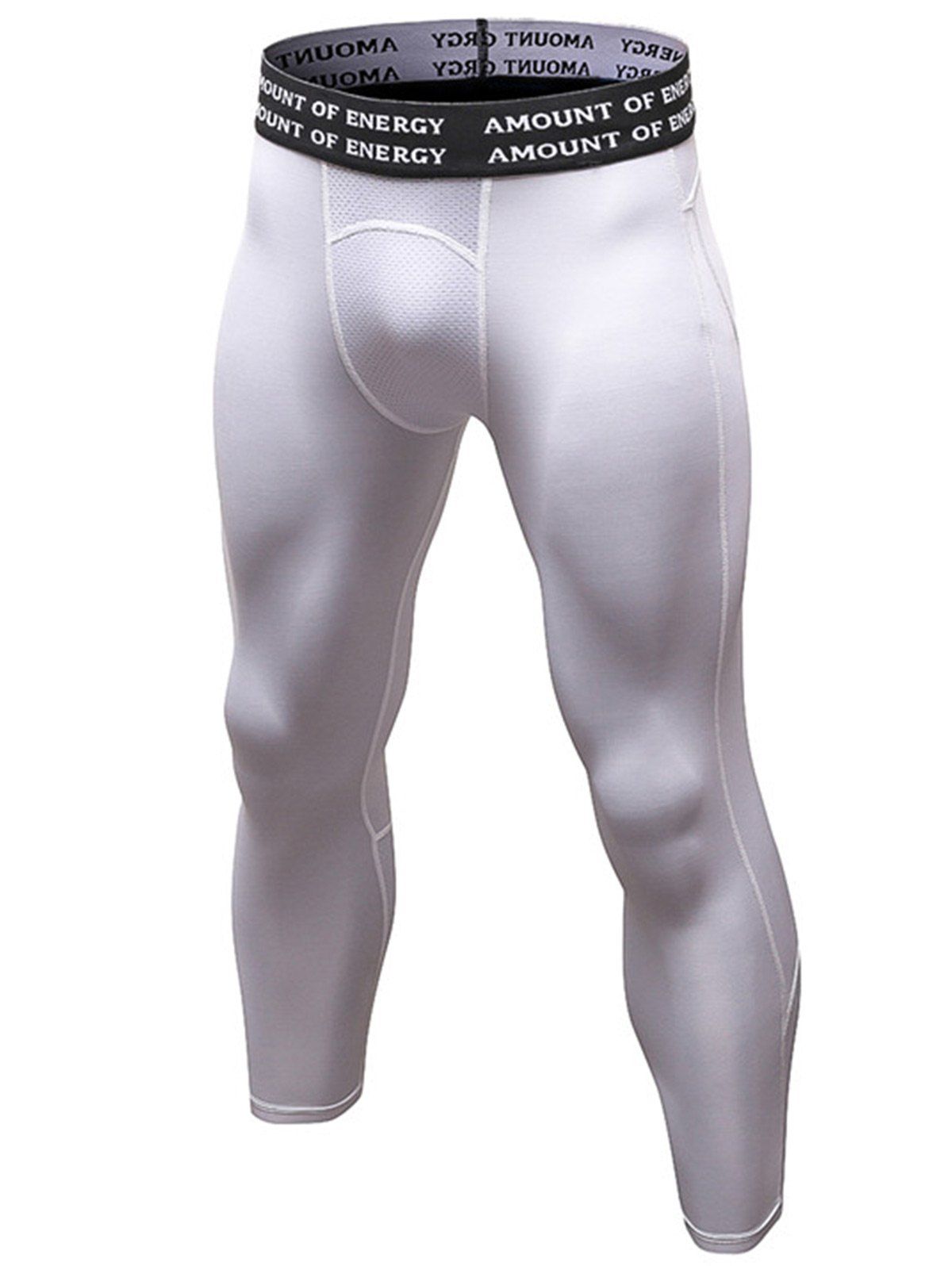 

Openwork Panel Stretchy Quick Dry Gym Capri Pants, White