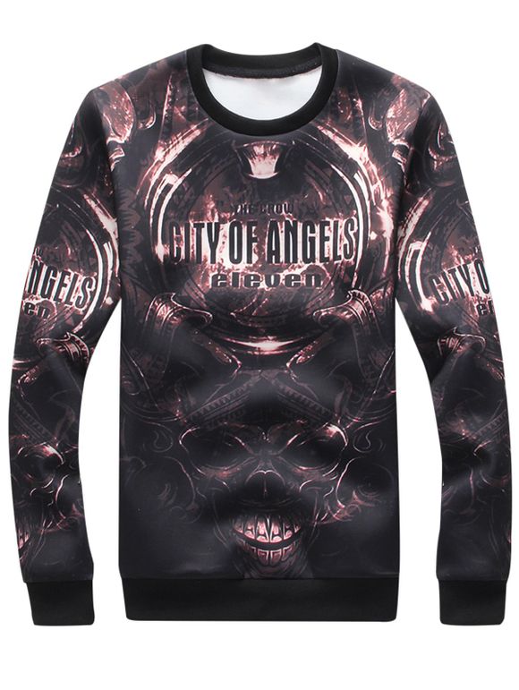 Sweatshirt à manches longues 3D Devil Graphic Print - Noir XL