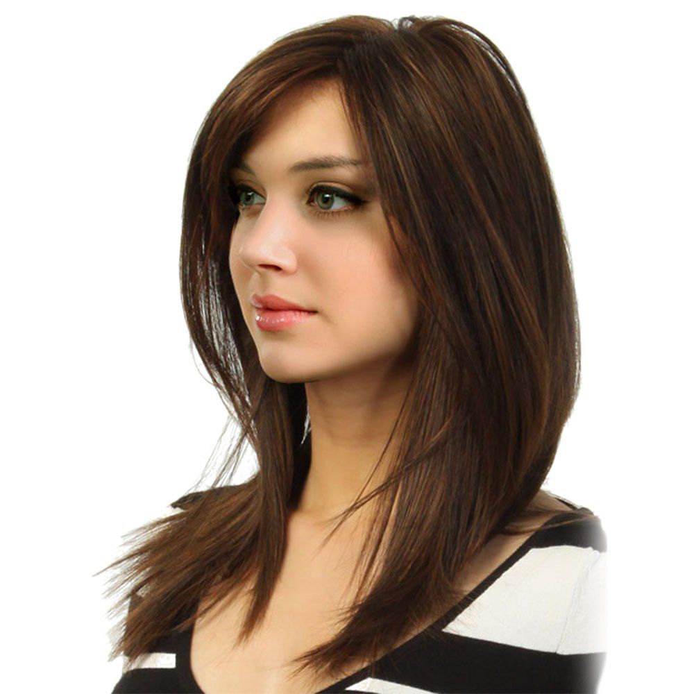 

Medium Side Bang Shoulder Length Colormix Straight Colormix Synthetic Wig