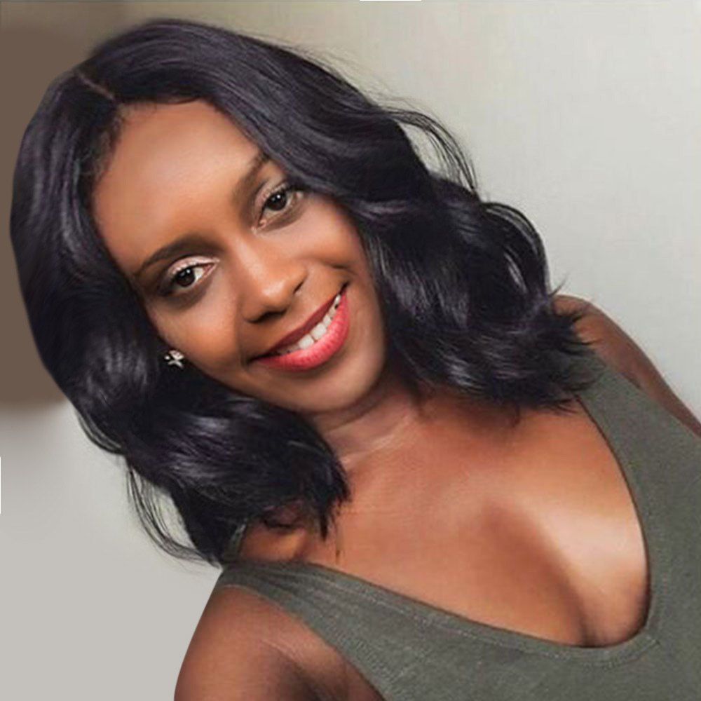 

Middle Part Natural Wave Medium Bob Synthetic Wig, Black