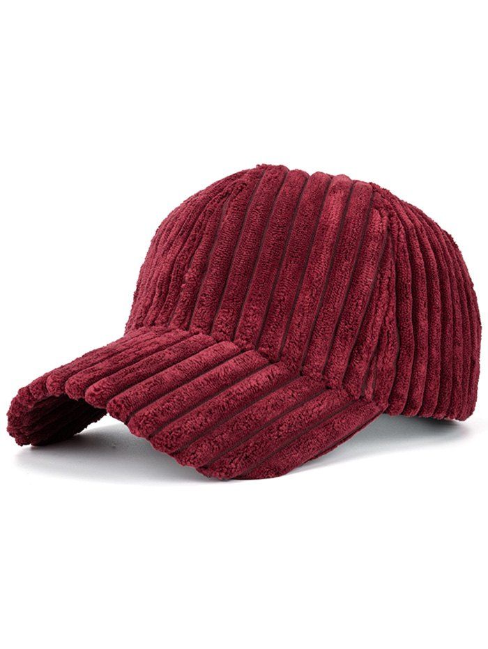 

Faux Fur Stripe Warm Baseball Cap, Burgundy