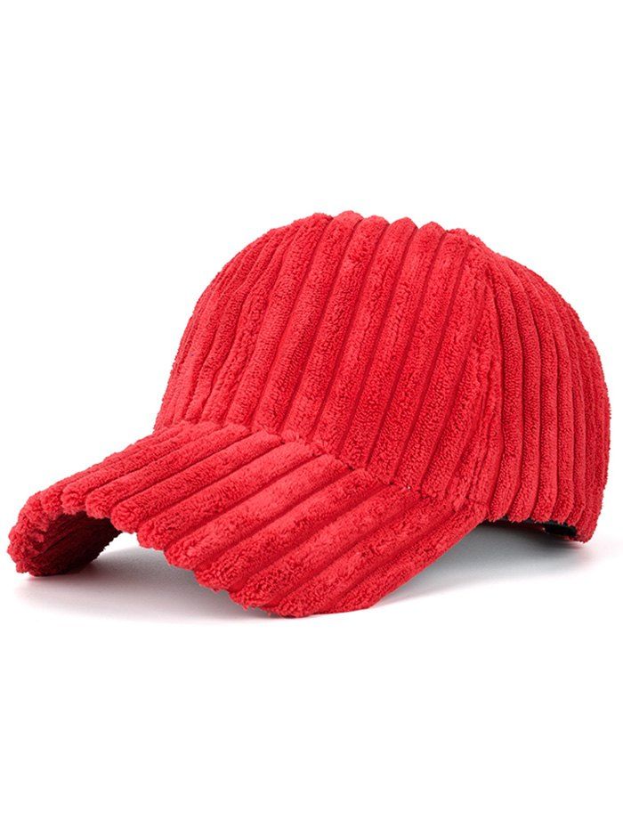 

Faux Fur Stripe Warm Baseball Cap, Red