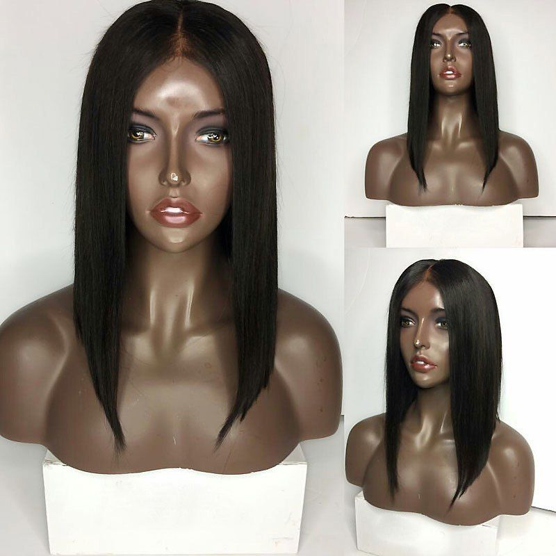 

Medium Center Part Straight Inverted Bob Lace Front Synthetic Wig, Black