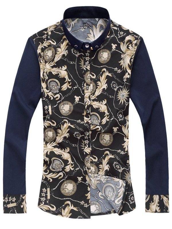 

Button Down Retro Printed Shirt, Colormix