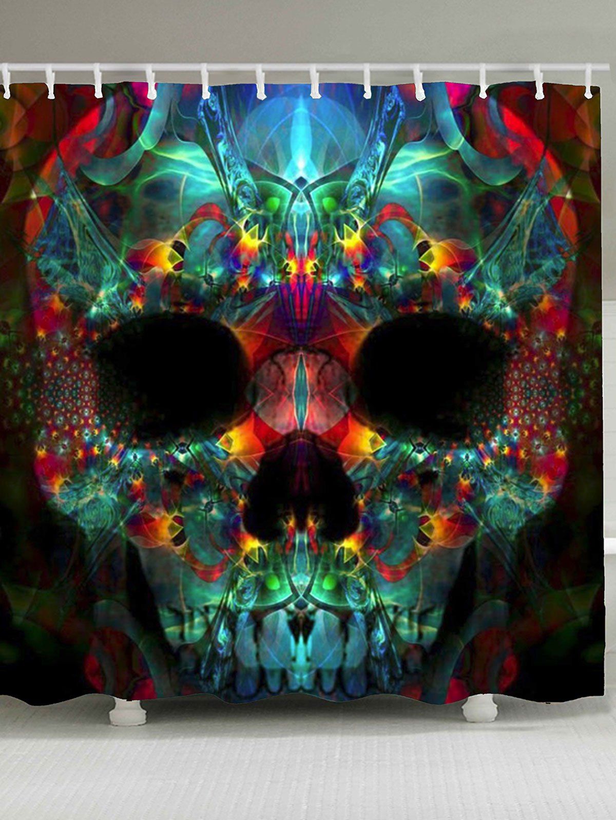 

Colorful Skull Print Waterproof Halloween Shower Curtain