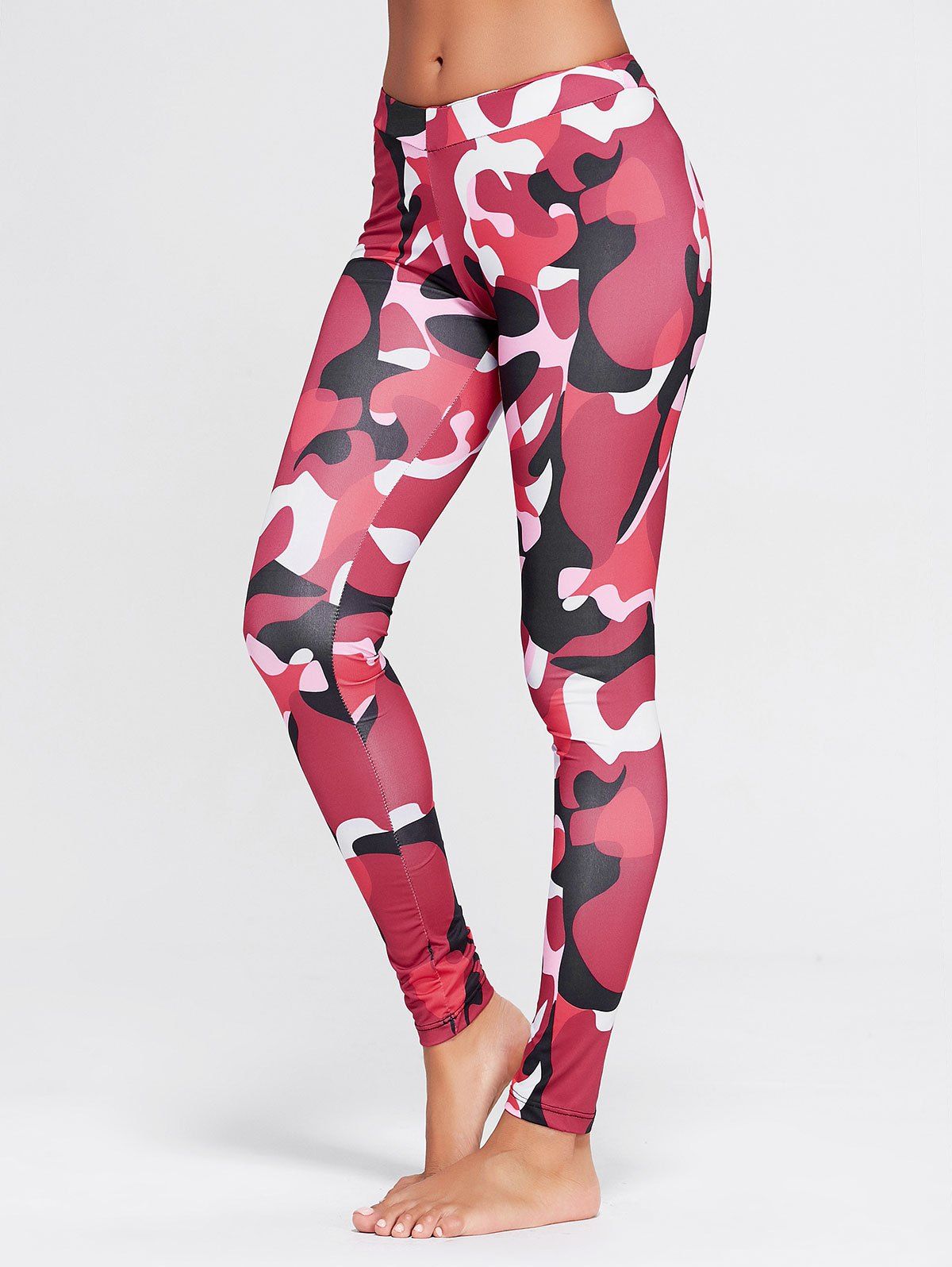 

Camo Printed Running Leggings, Red