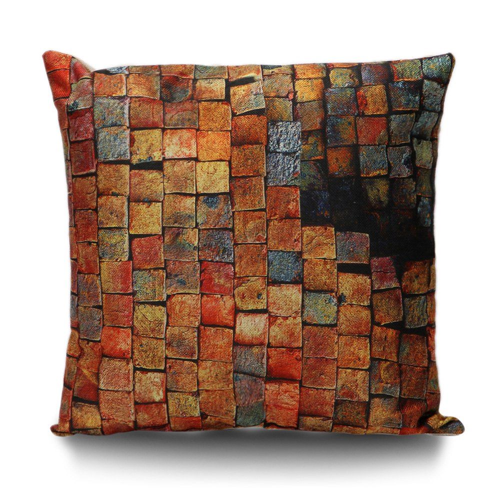 

Vintage Brick Print Linen Pillow Case, Brick-red