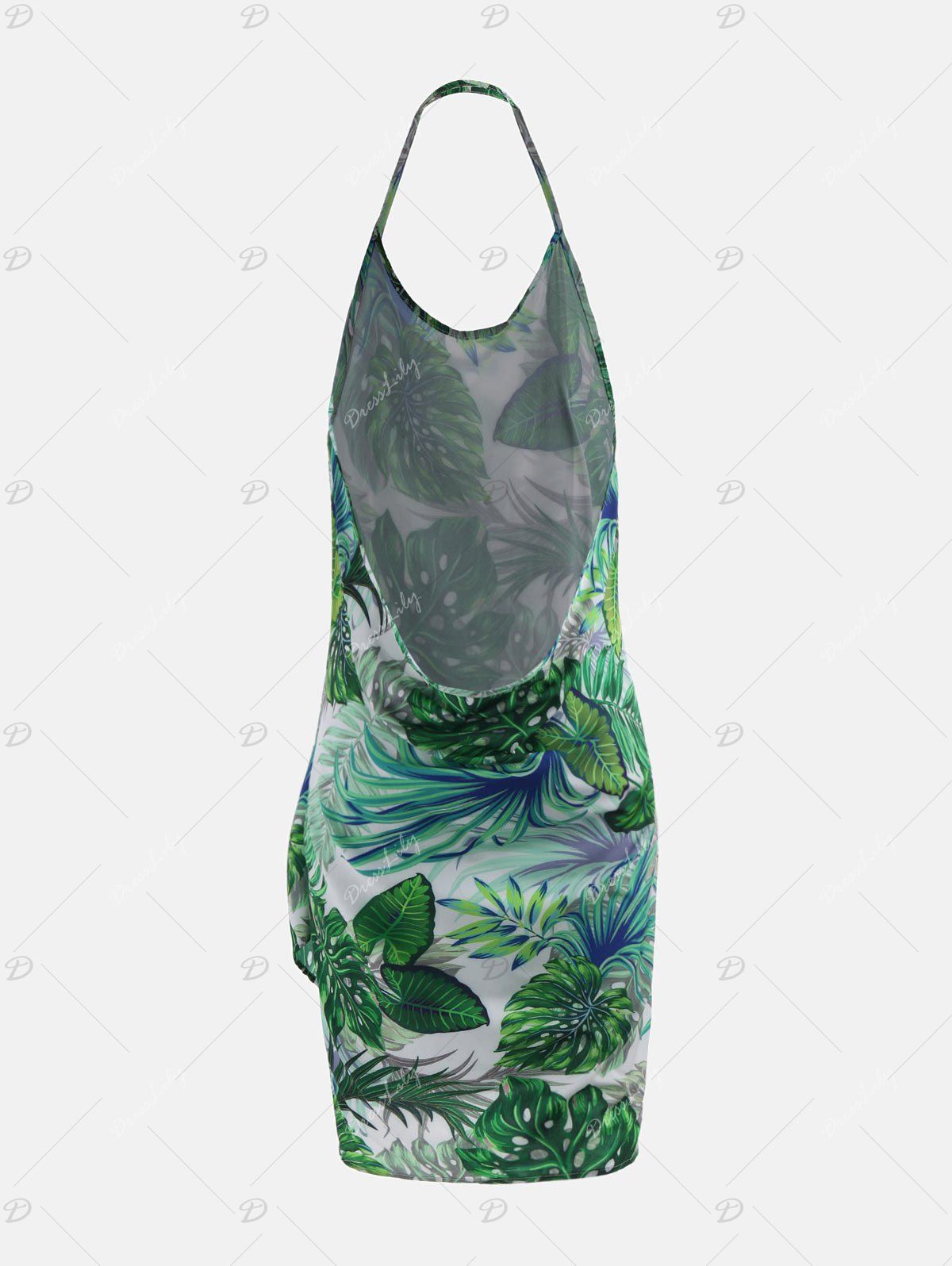 2018 Beach Hawaii Print Cover Up Slip Dress GREEN XL In CoverUps