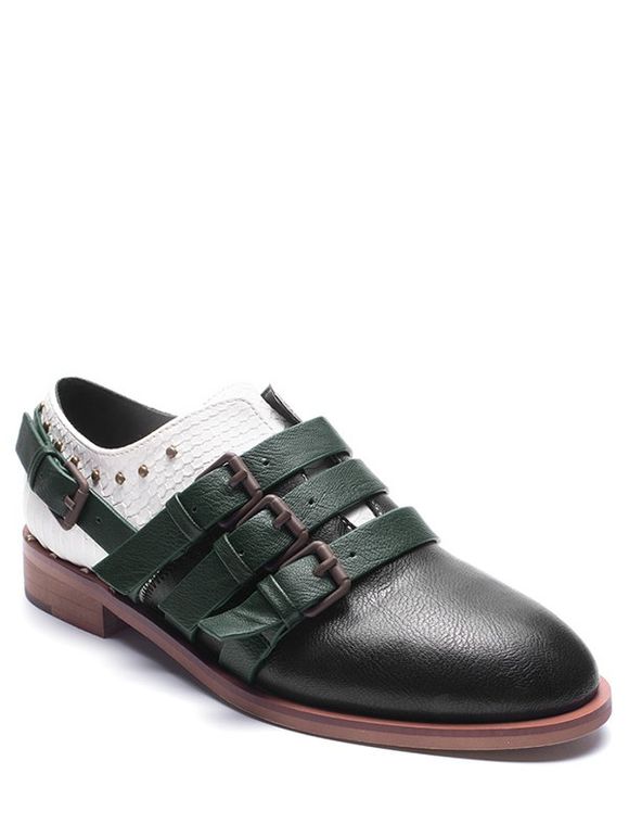 Boucles de boucle Chaussures plates à blocs de couleurs - Noir 39