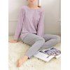 T-shirt à manches longues en pyjama et pantalons - Violet clair L