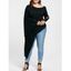 Plus Size Lace Up Batwing Sleeve Asymmetric T-shirt - BLACK 5XL