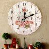 Horloge Analogique Murale Ronde en Bois Motif Floral - Blanc 30*30CM