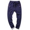 Drawstring Waist Stripe Detail Sweatpants - Bleu Violet L