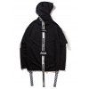 Kangaroo Pocket Buckle Ribbon Pullover Hoodie - Noir XL
