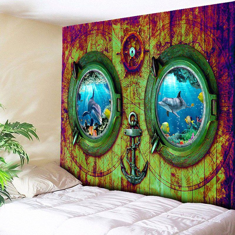 

Vintage Submarine Dolphin Bedroom Tapestry, Spice