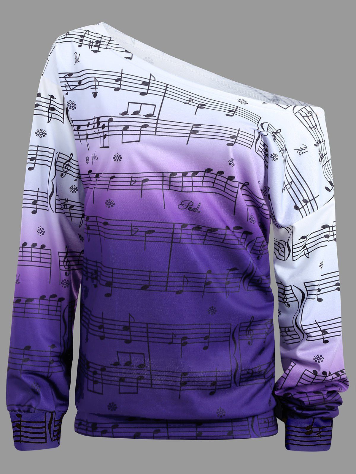 

Musical Notes Print Long Sleeve Sweatshirt, Purple