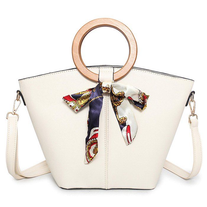 [17% OFF] 2020 Top Handle Scarf Handbag In OFF WHITE | DressLily