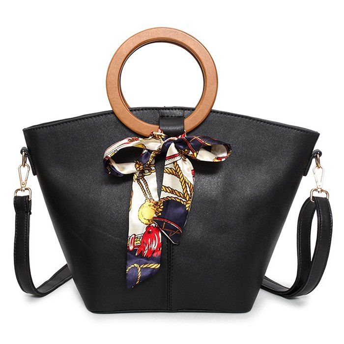 [41% OFF] 2020 Top Handle Scarf Handbag In BLACK | DressLily