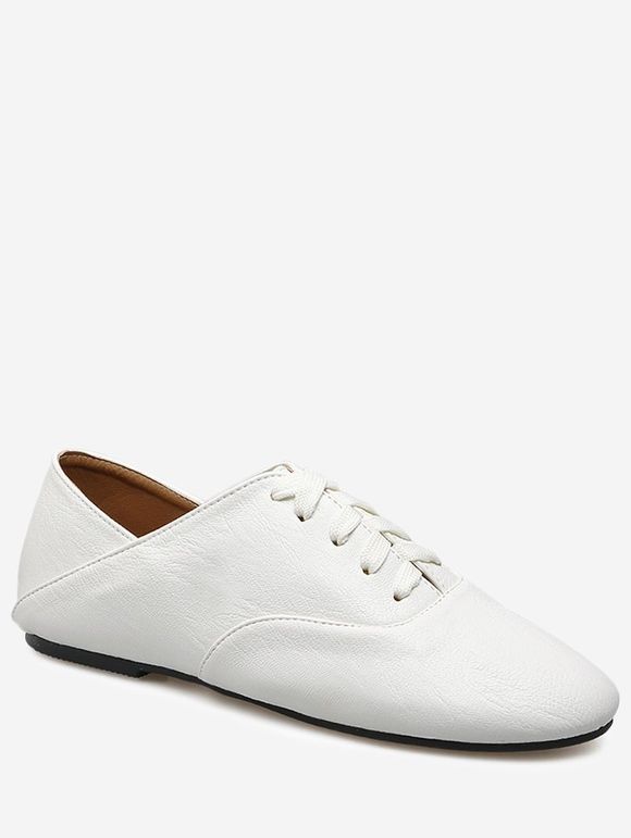 Chaussures à lacets en cuir faux - Blanc 39