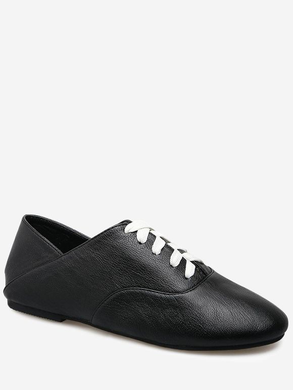 Chaussures à lacets en cuir faux - Noir 38