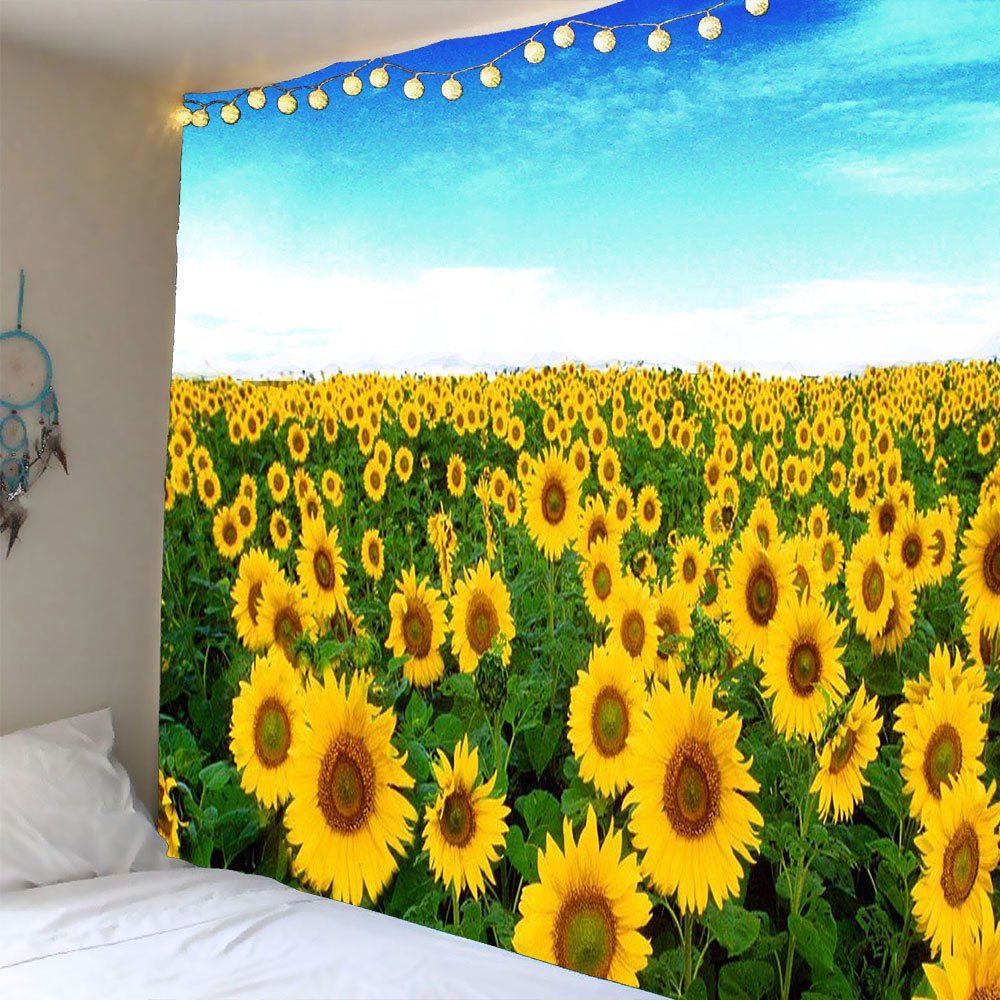 

Multi Sunflowers Printed Waterproof Wall Tapestry, Colormix