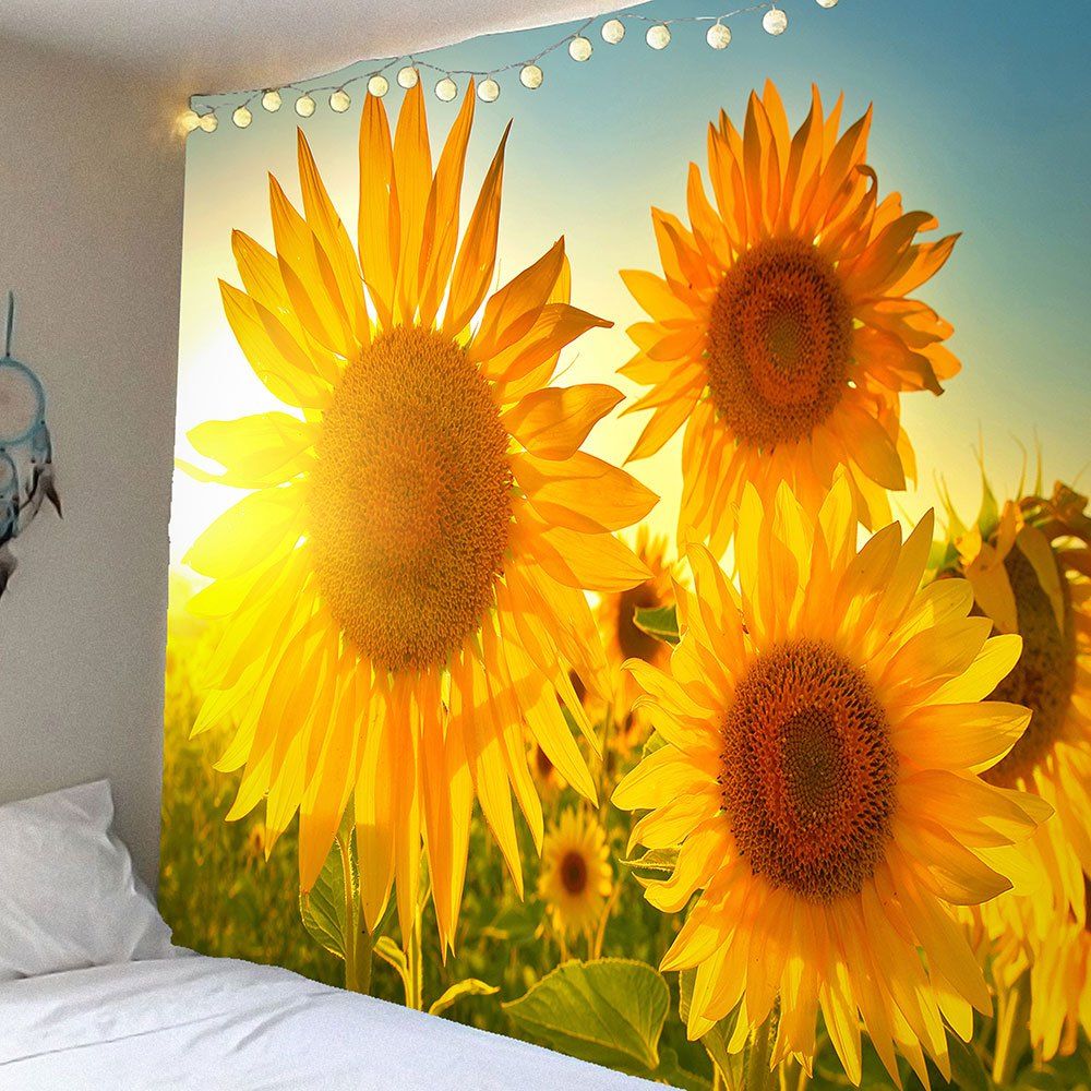 

Sunlight Sunflowers Printed Waterproof Wall Tapestry, Yellow