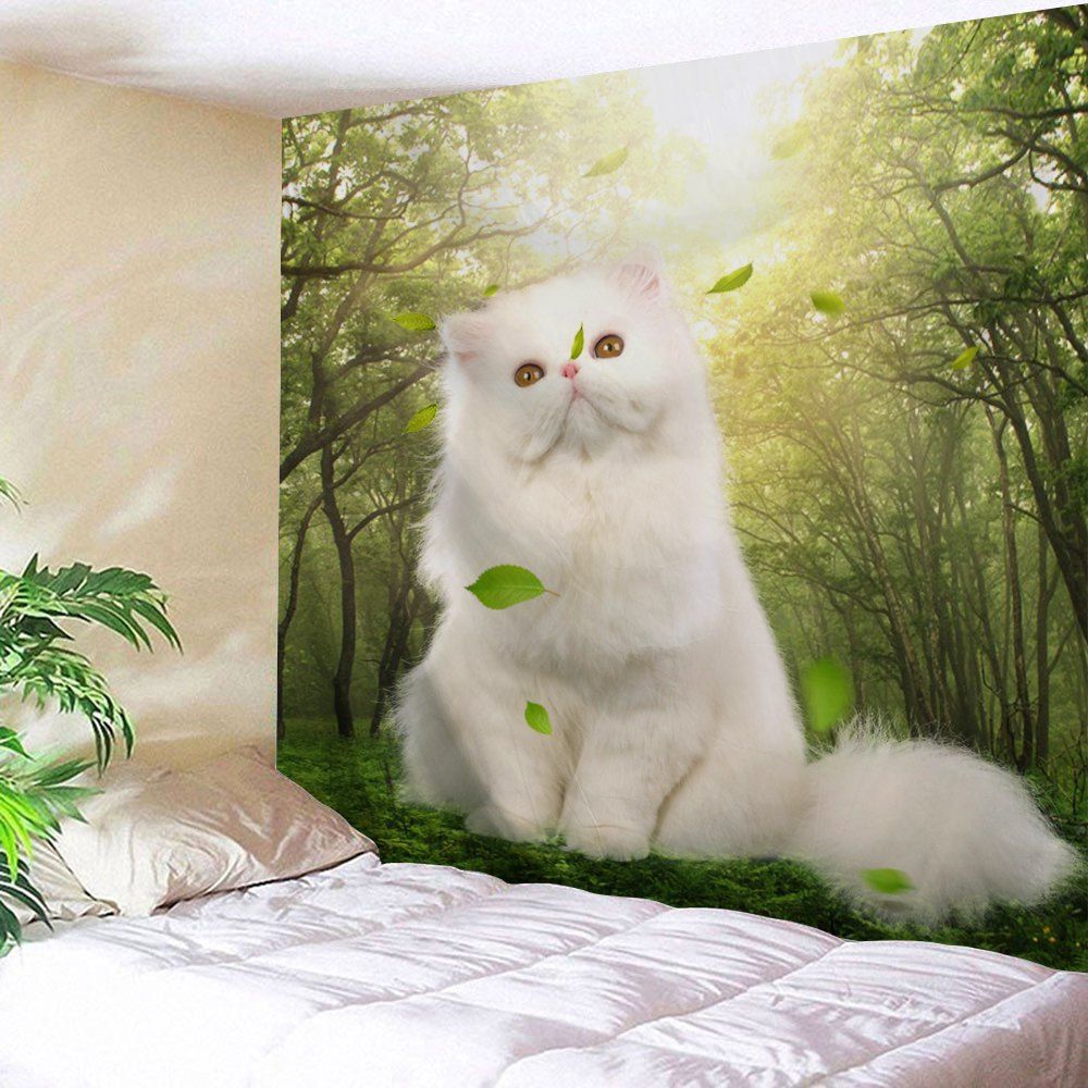 

Forest Elf Cat Tapestry Wall Art Decor, Yellow green