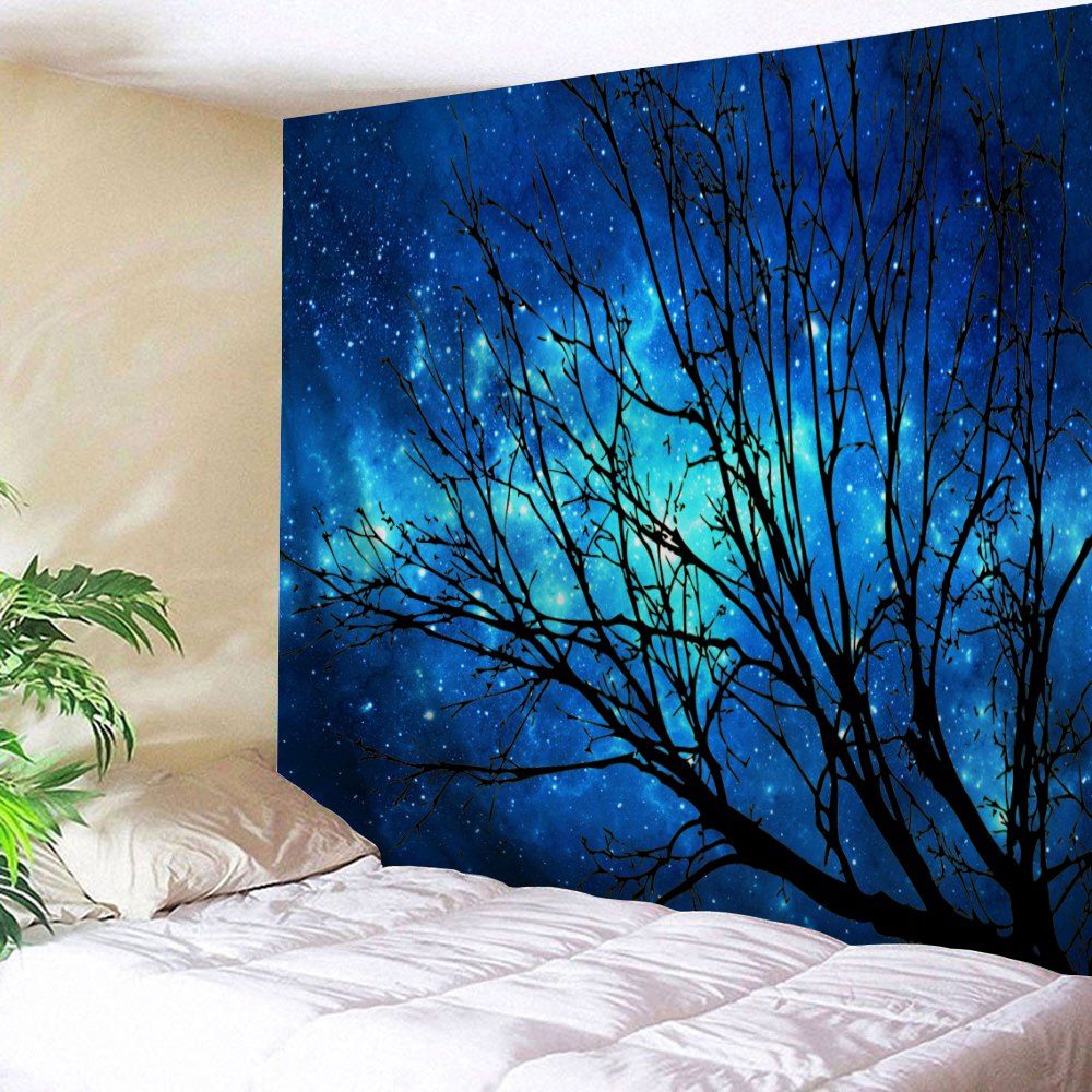 

Galaxy Tree Print Wall Art Tapestry, Deep blue