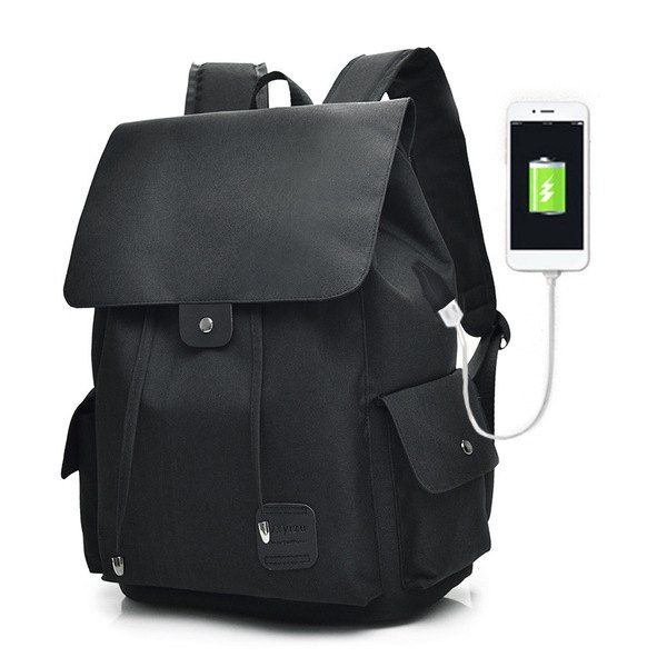 

Drawstring USB Interface Backpack, Black