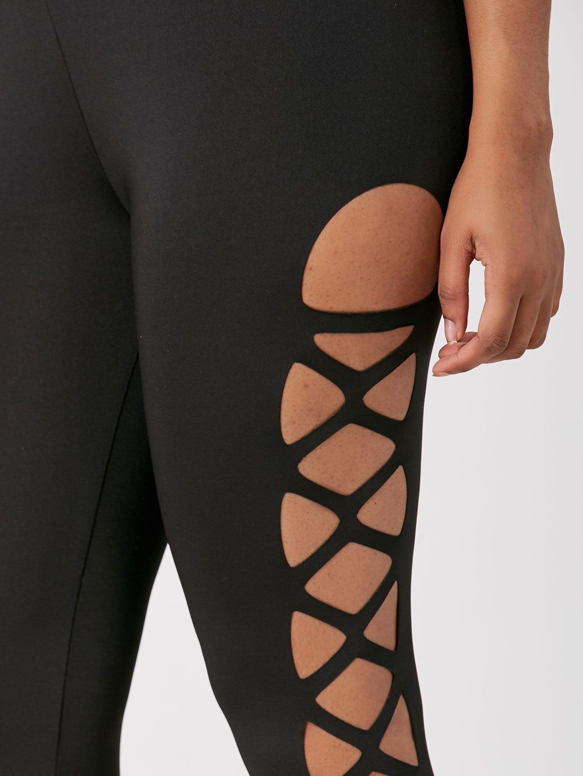 2018 Lace Up Cut Out Skinny Leggings BLACK L In Leggings Online Store ...