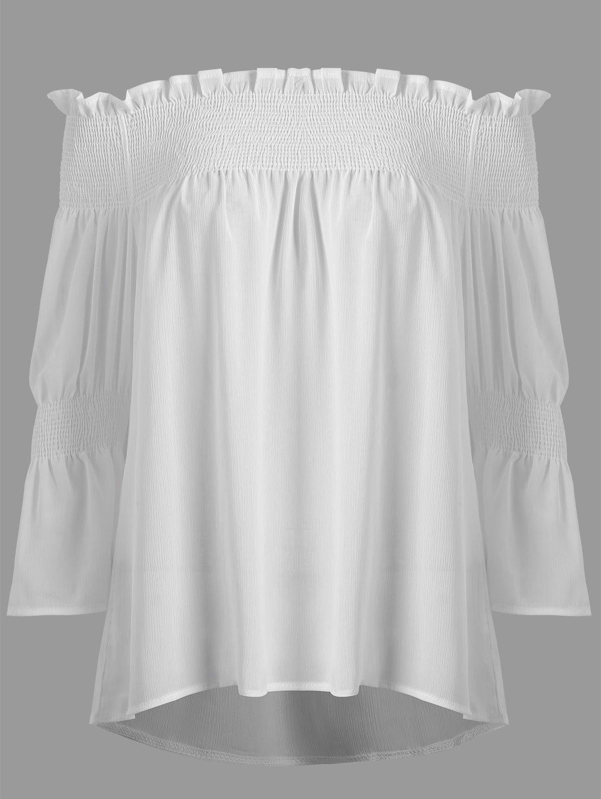 

Plus Size Off The Shoulder Smocked Blouse, White