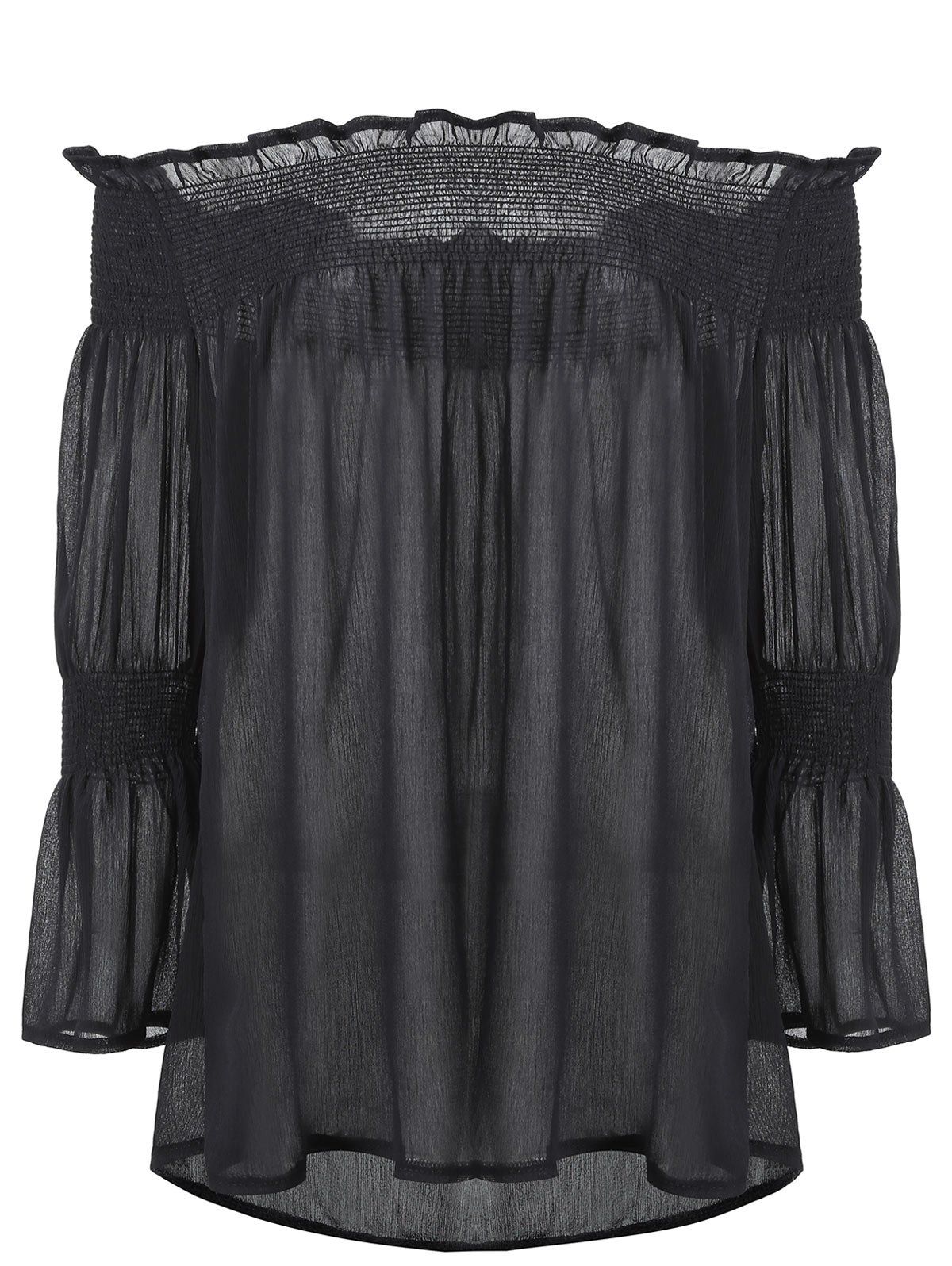 

Plus Size Off The Shoulder Smocked Blouse, Black